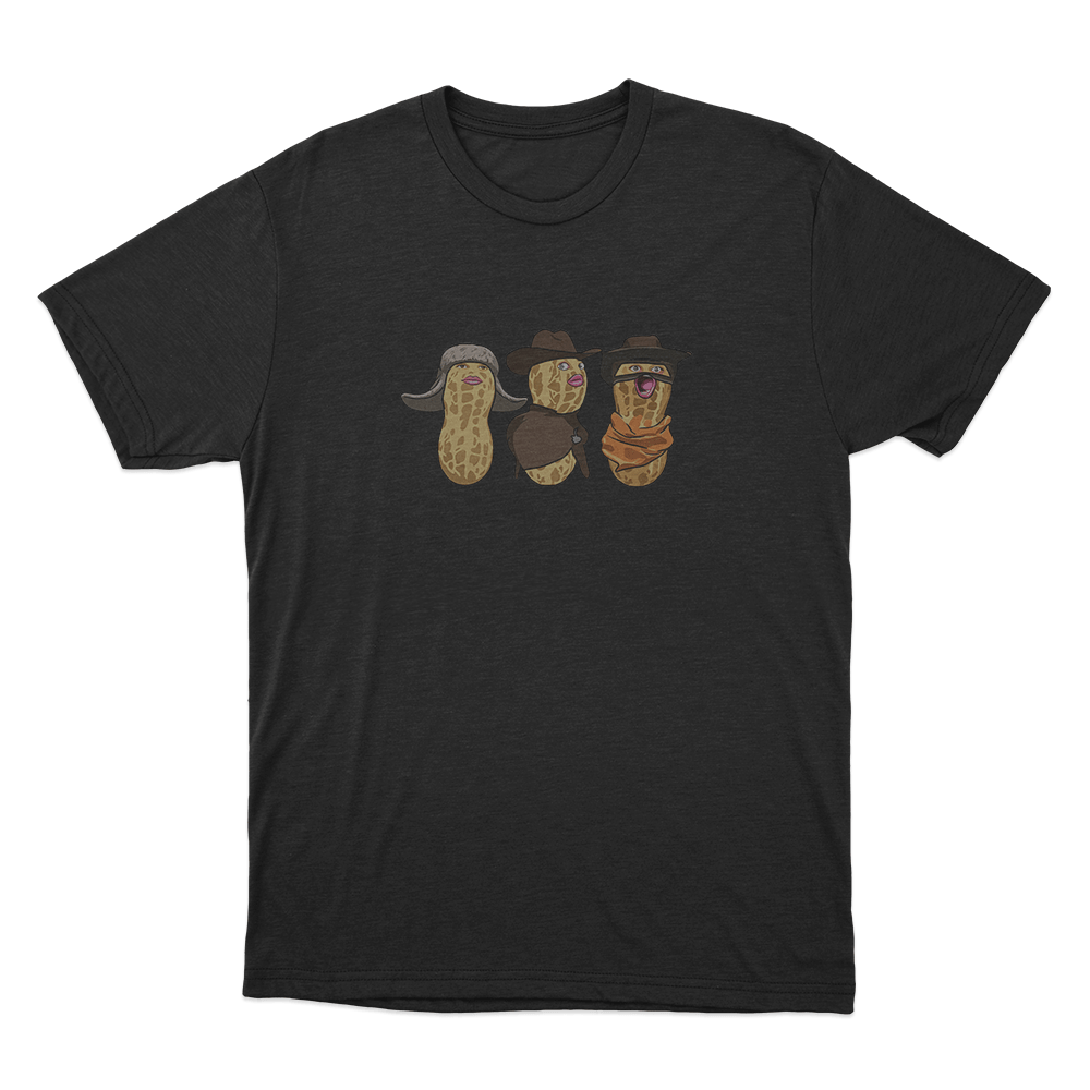 Three Burnt Peanut Unisex T Shirt Black Three Burnt Peanut Unisex T Shirt Black