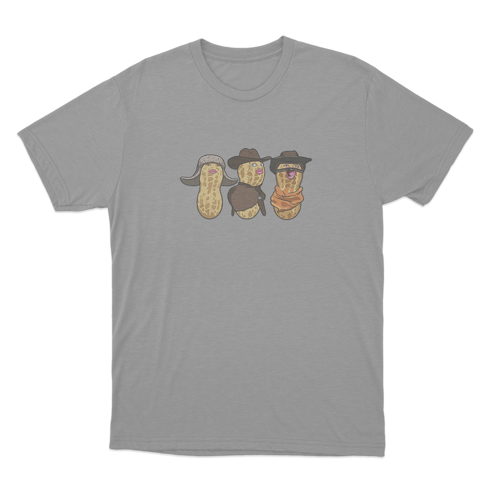 Three Burnt Peanut Unisex T Shirt Grey Three Burnt Peanut Unisex T Shirt Grey