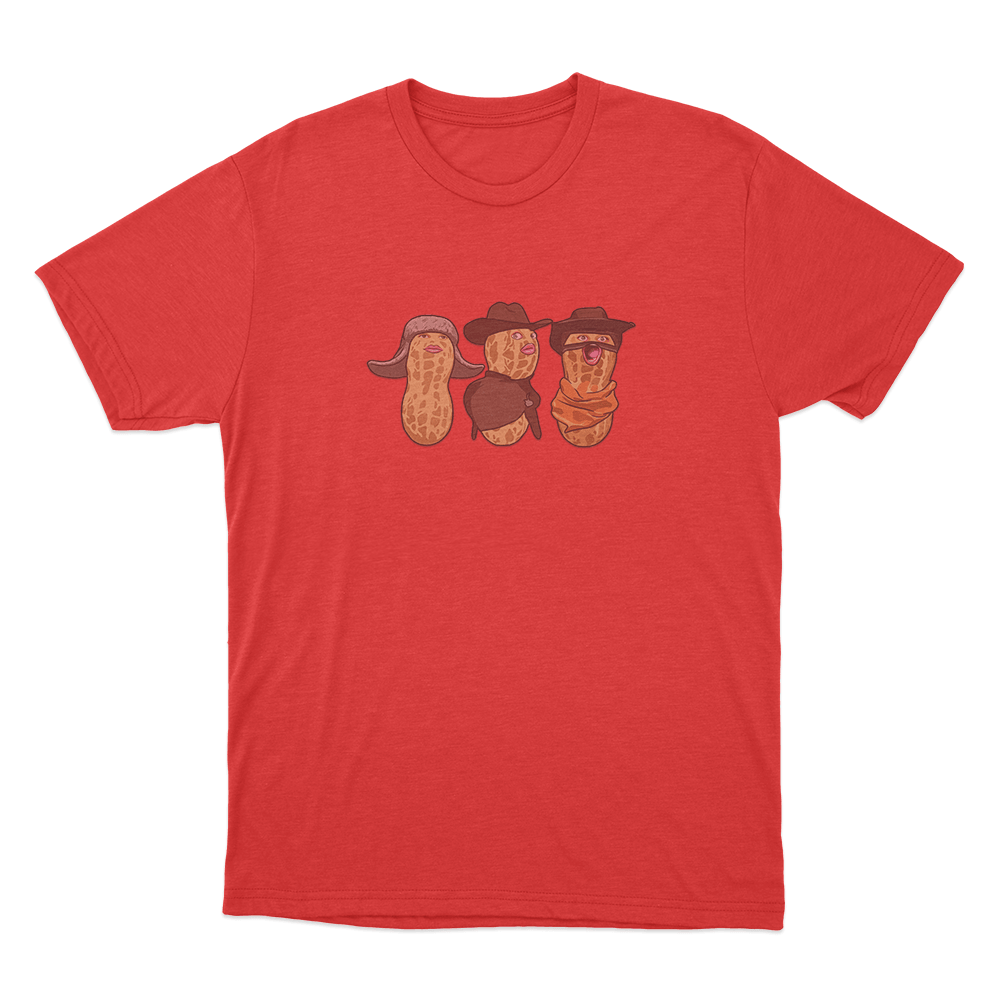 Three Burnt Peanut Unisex T Shirt Red Three Burnt Peanut Unisex T Shirt Red