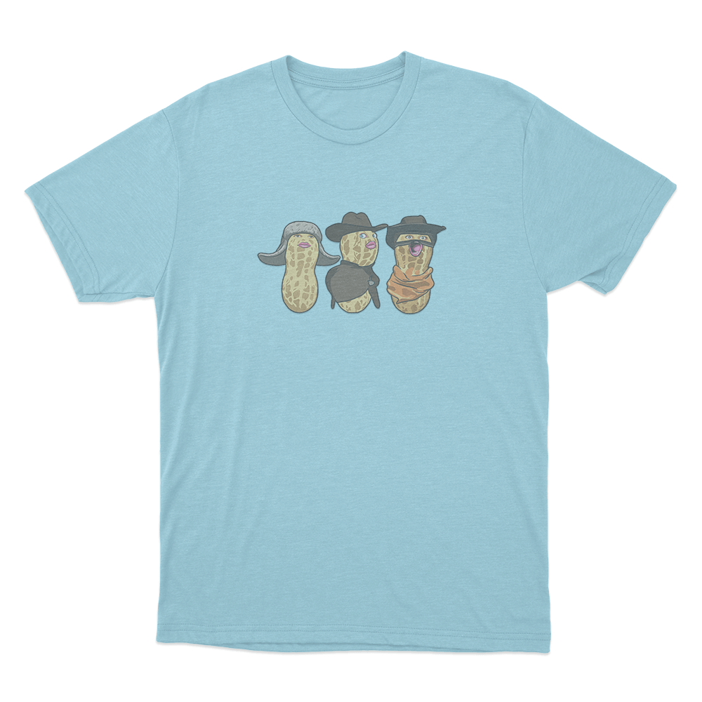 Three Burnt Peanut Unisex T Shirt Sky Blue Three Burnt Peanut Unisex T Shirt Sky Blue
